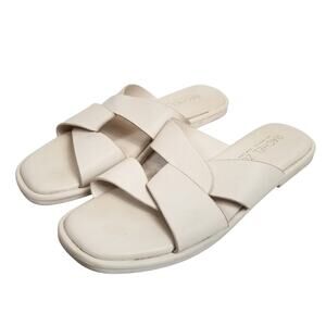 Rachel Zoe Women's Tribune White Faux Leather Vegan Sandals Slides Size 6.5